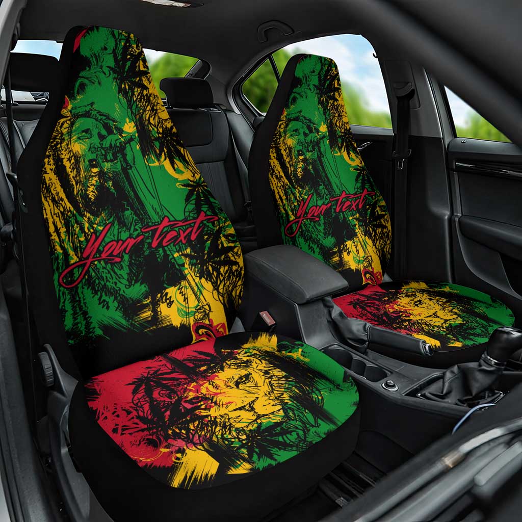 Rastafarian Lion Legend Bob Car Seat Cover Black Jamaican Reggae Festival Sketch Portrait