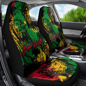 Rastafarian Lion Legend Bob Car Seat Cover Black Jamaican Reggae Festival Sketch Portrait