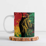 Personalized Rastafarian Lion Legend Bob Ceramic Mug Black Jamaican Reggae Sketch Portrait