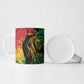 Personalized Rastafarian Lion Legend Bob Ceramic Mug Black Jamaican Reggae Sketch Portrait