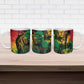 Personalized Rastafarian Lion Legend Bob Ceramic Mug Black Jamaican Reggae Sketch Portrait