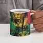 Personalized Rastafarian Lion Legend Bob Ceramic Mug Black Jamaican Reggae Sketch Portrait