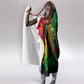Rastafarian Lion Legend Bob Hooded Blanket Black Jamaican Reggae Festival Sketch Portrait