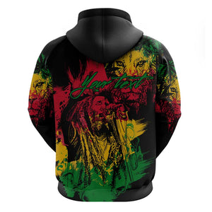 Rastafarian Lion Legend Bob Hoodie Black Jamaican Reggae Festival Sketch Portrait