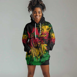 Rastafarian Lion Legend Bob Hoodie Dress Black Jamaican Reggae Festival Sketch Portrait