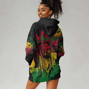 Rastafarian Lion Legend Bob Hoodie Dress Black Jamaican Reggae Festival Sketch Portrait