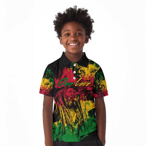 Rastafarian Lion Legend Bob Kid Polo Shirt Black Jamaican Reggae Festival Sketch Portrait