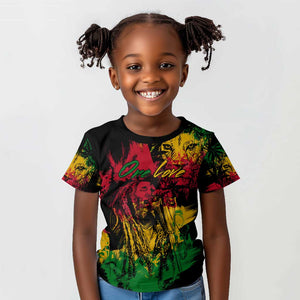 Rastafarian Lion Legend Bob Kid T shirt Black Jamaican Reggae Festival Sketch Portrait