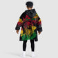 Rastafarian Lion Legend Bob Kid Wearable Blanket Hoodie Black Jamaican Reggae Festival Sketch Portrait