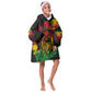 Rastafarian Lion Legend Bob Kid Wearable Blanket Hoodie Black Jamaican Reggae Festival Sketch Portrait