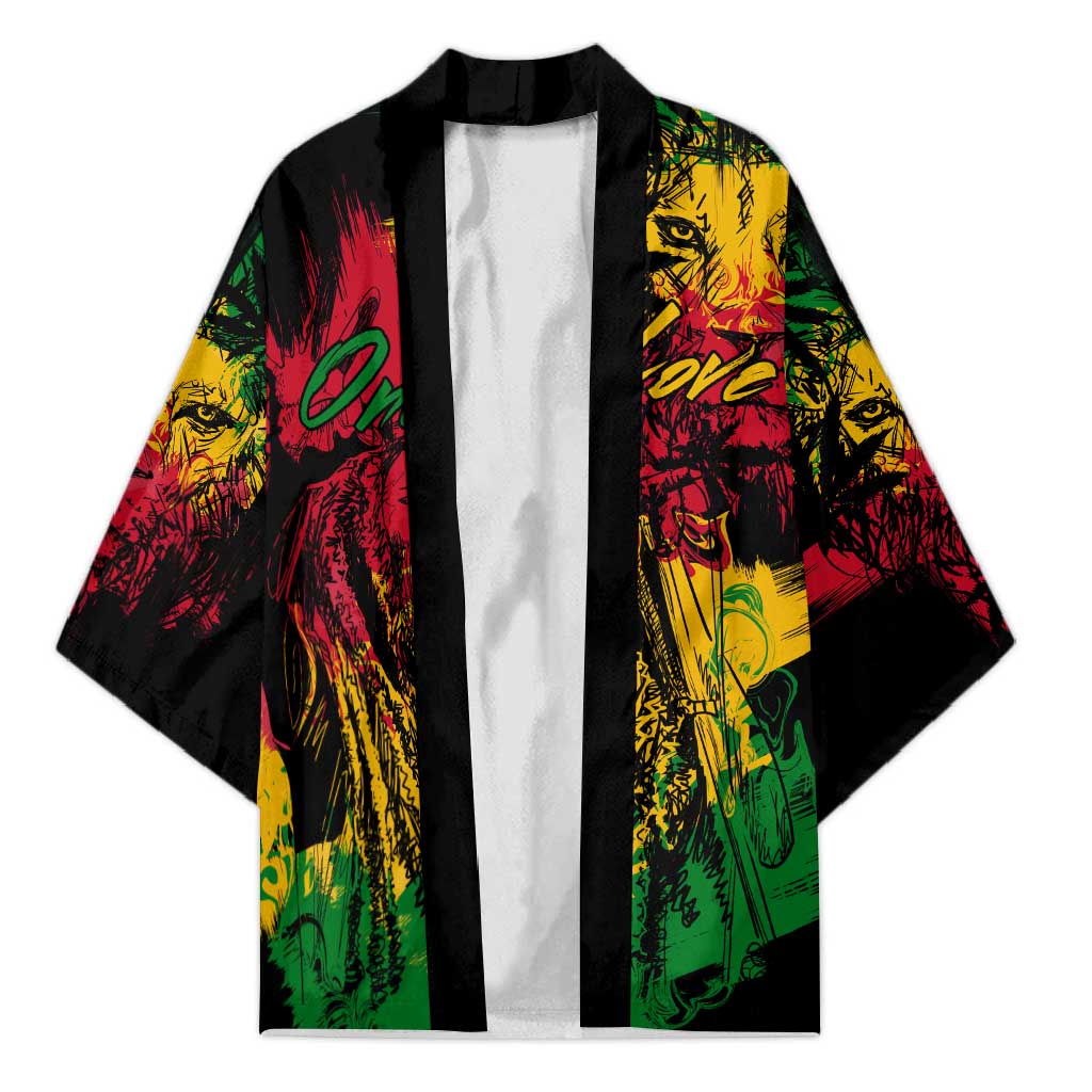 Personalized Rastafarian Lion Legend Bob Kimono Black Jamaican Reggae Sketch Portrait