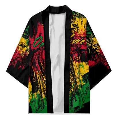 Personalized Rastafarian Lion Legend Bob Kimono Black Jamaican Reggae Sketch Portrait