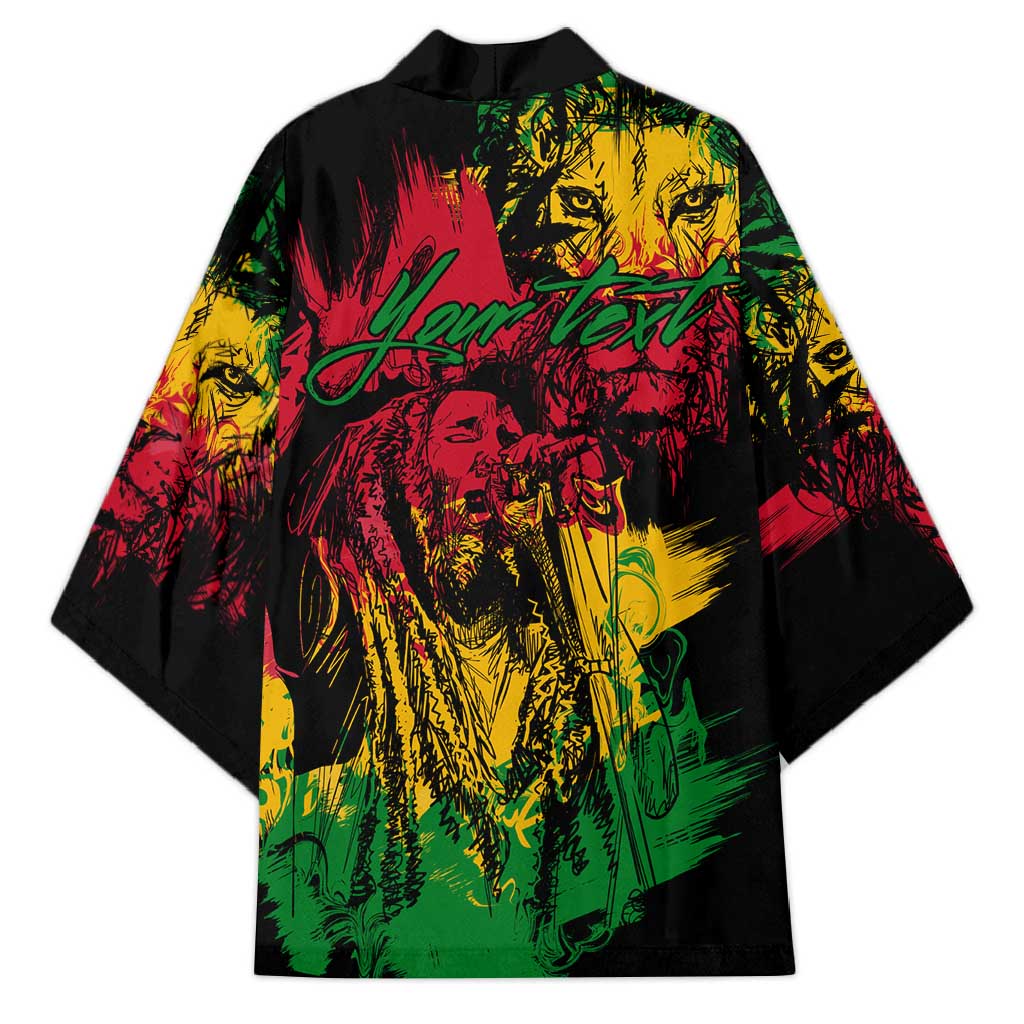 Personalized Rastafarian Lion Legend Bob Kimono Black Jamaican Reggae Sketch Portrait