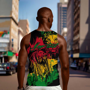 Rastafarian Lion Legend Bob Men Tank Top Black Jamaican Reggae Festival Sketch Portrait