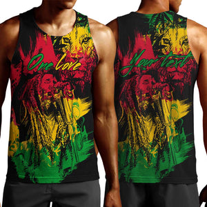 Rastafarian Lion Legend Bob Men Tank Top Black Jamaican Reggae Festival Sketch Portrait