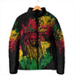 Personalized Rastafarian Lion Legend Bob Padded Jacket Black Jamaican Reggae Sketch Portrait