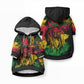 Rastafarian Lion Legend Bob Personalized Pet Hoodie Black Jamaican Reggae Festival Sketch Portrait