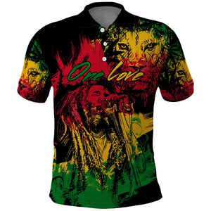 Rastafarian Lion Legend Bob Polo Shirt Black Jamaican Reggae Festival Sketch Portrait