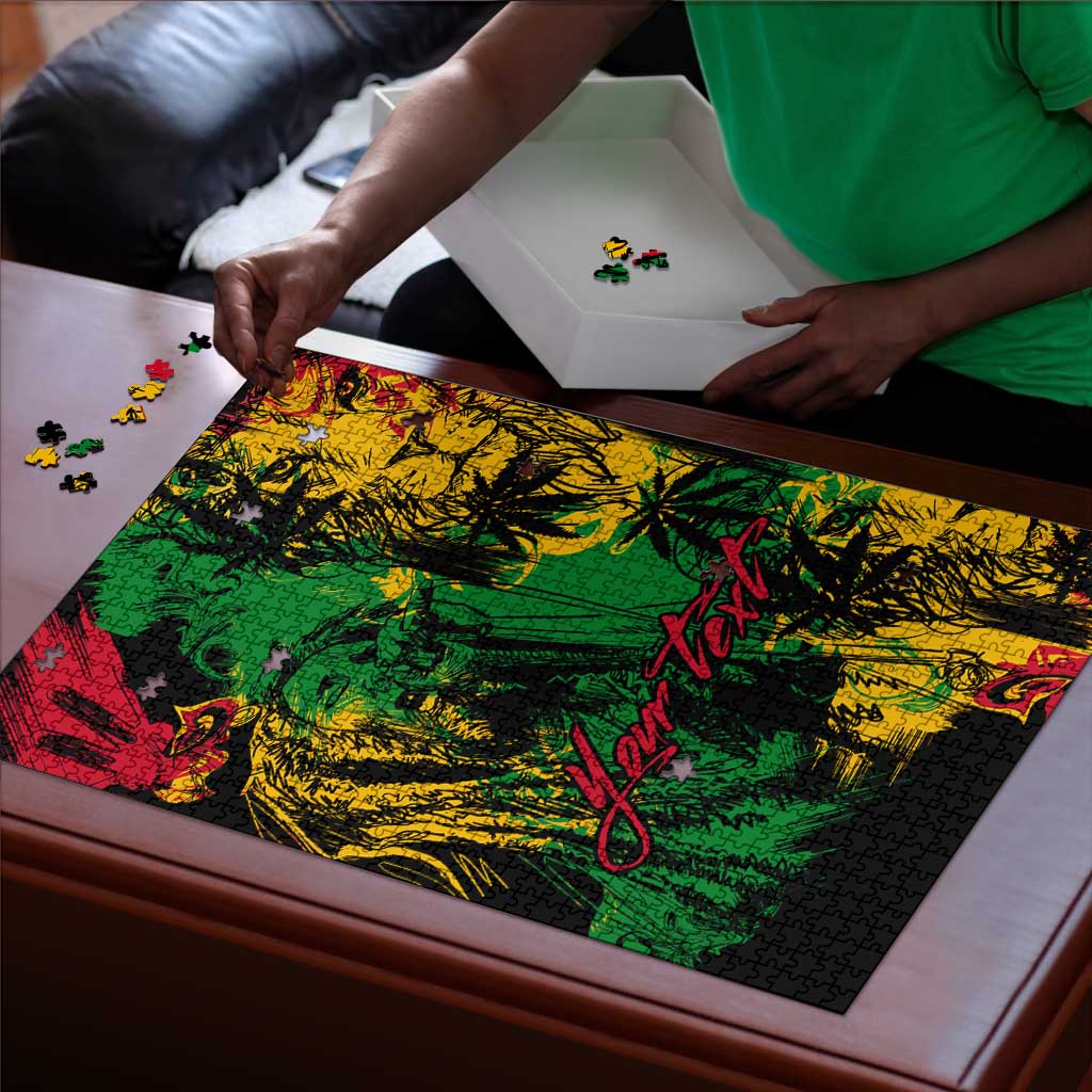 Personalized Rastafarian Lion Legend Bob Puzzle Black Jamaican Reggae Sketch Portrait