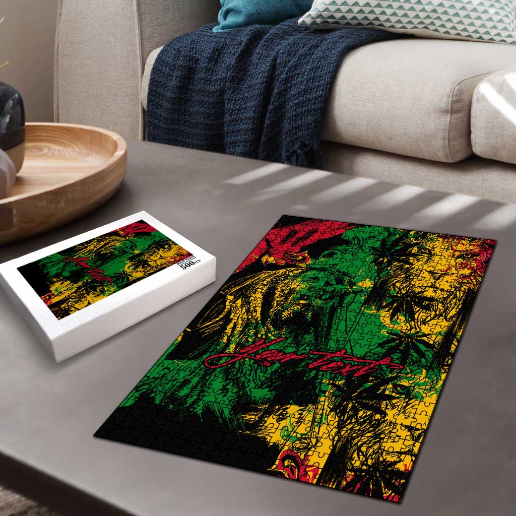 Personalized Rastafarian Lion Legend Bob Puzzle Black Jamaican Reggae Sketch Portrait