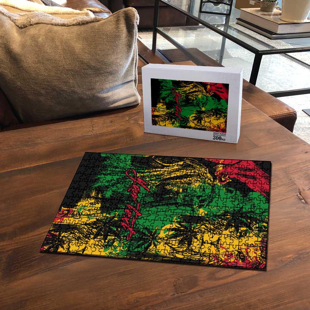 Personalized Rastafarian Lion Legend Bob Puzzle Black Jamaican Reggae Sketch Portrait