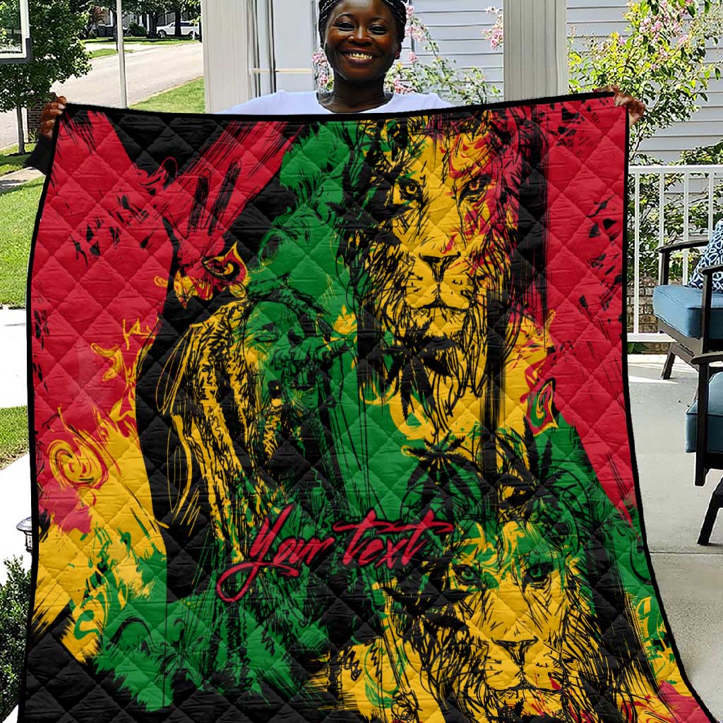 Rastafarian Lion Legend Bob Quilt Black Jamaican Reggae Festival Sketch Portrait