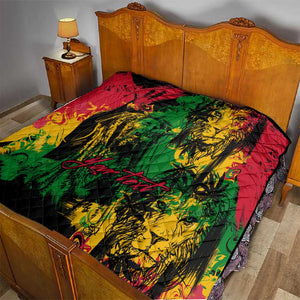 Rastafarian Lion Legend Bob Quilt Black Jamaican Reggae Festival Sketch Portrait