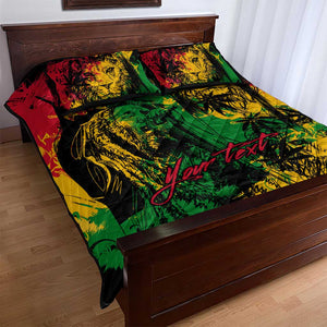 Rastafarian Lion Legend Bob Quilt Bed Set Black Jamaican Reggae Festival Sketch Portrait