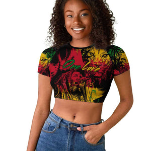 Rastafarian Lion Legend Bob Raglan Cropped T shirt Black Jamaican Reggae Festival Sketch Portrait