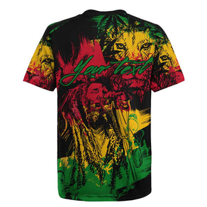 Rastafarian Lion Legend Bob Rugby Jersey Black Jamaican Reggae Festival Sketch Portrait