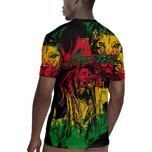 Rastafarian Lion Legend Bob Rugby Jersey Black Jamaican Reggae Festival Sketch Portrait