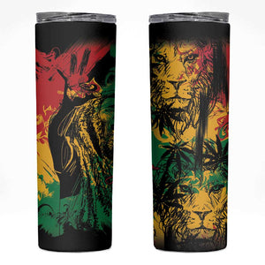 Rastafarian Lion Legend Bob Skinny Tumbler Black Jamaican Reggae Festival Sketch Portrait