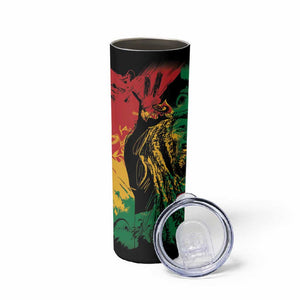 Rastafarian Lion Legend Bob Skinny Tumbler Black Jamaican Reggae Festival Sketch Portrait