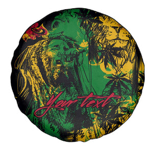 Rastafarian Lion Legend Bob Spare Tire Cover Black Jamaican Reggae Festival Sketch Portrait