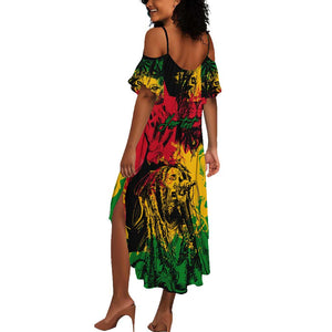 Rastafarian Lion Legend Bob Summer Maxi Dress Black Jamaican Reggae Festival Sketch Portrait