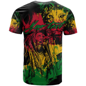 Rastafarian Lion Legend Bob T shirt Black Jamaican Reggae Festival Sketch Portrait