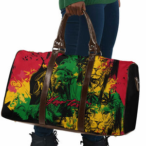 Personalized Rastafarian Lion Legend Bob Travel Bag Black Jamaican Reggae Sketch Portrait