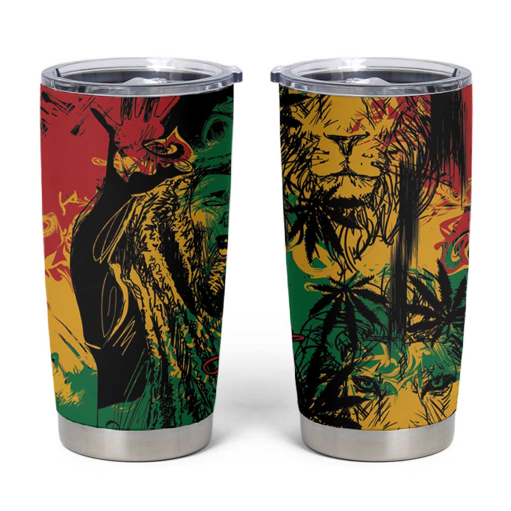 Rastafarian Lion Legend Bob Tumbler Cup Black Jamaican Reggae Festival Sketch Portrait