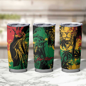 Rastafarian Lion Legend Bob Tumbler Cup Black Jamaican Reggae Festival Sketch Portrait