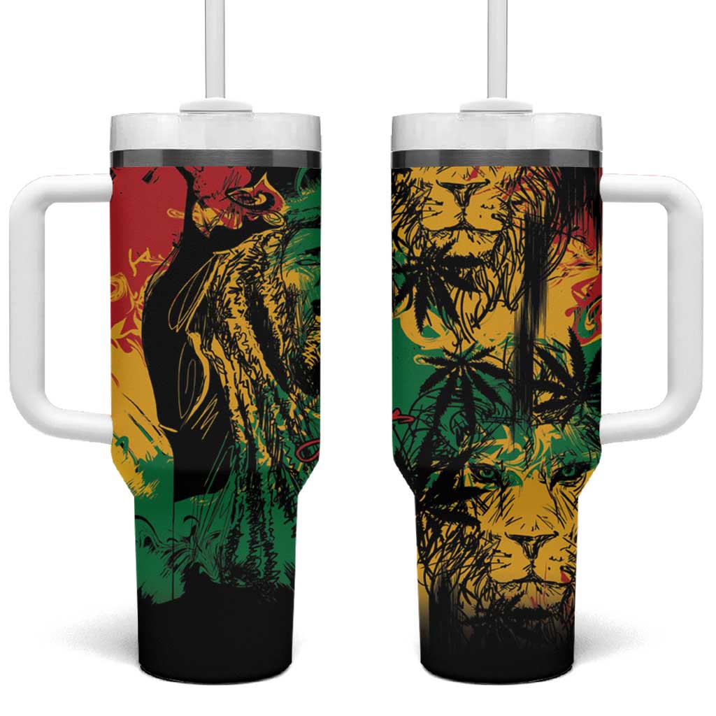 Rastafarian Lion Legend Bob Tumbler With Handle Black Jamaican Reggae Festival Sketch Portrait