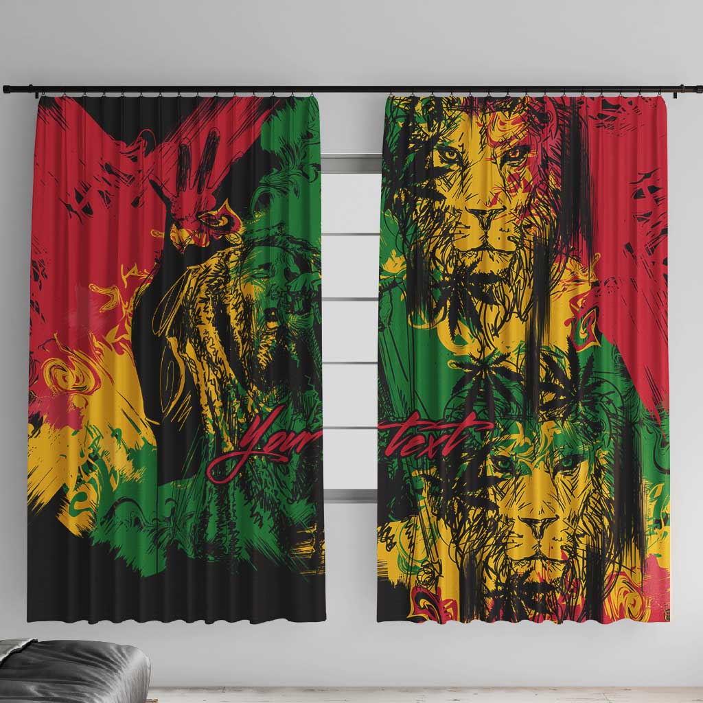 Rastafarian Lion Legend Bob Window Curtain Black Jamaican Reggae Festival Sketch Portrait