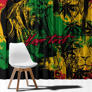 Rastafarian Lion Legend Bob Window Curtain Black Jamaican Reggae Festival Sketch Portrait