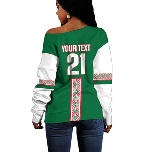 Algeria Tasqa n Umadal Custom Off Shoulder Sweater Amazigh Desert Pattern Edition