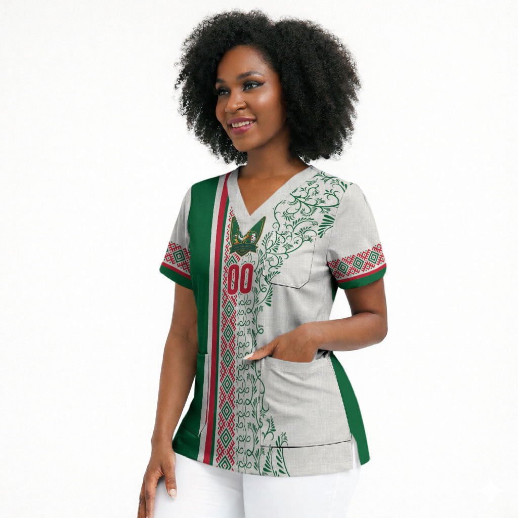 Algeria Tasqa n Umadal Custom Scrub Top Amazigh Desert Pattern Edition