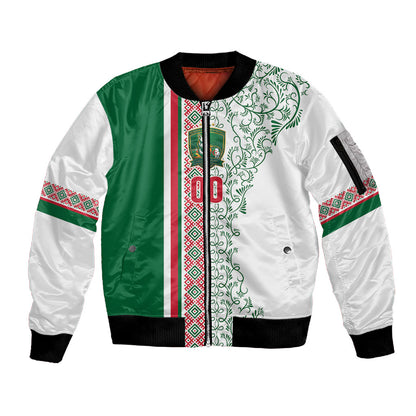 Algeria Tasqa n Umadal Custom Sleeve Zip Bomber Jacket Amazigh Desert Pattern Edition