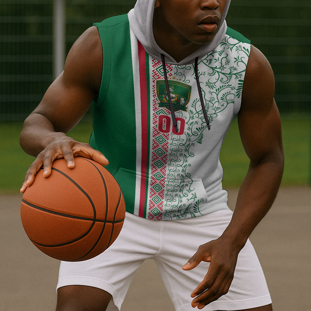 Algeria Tasqa n Umadal Custom Sleeveless Hoodie Amazigh Desert Pattern Edition