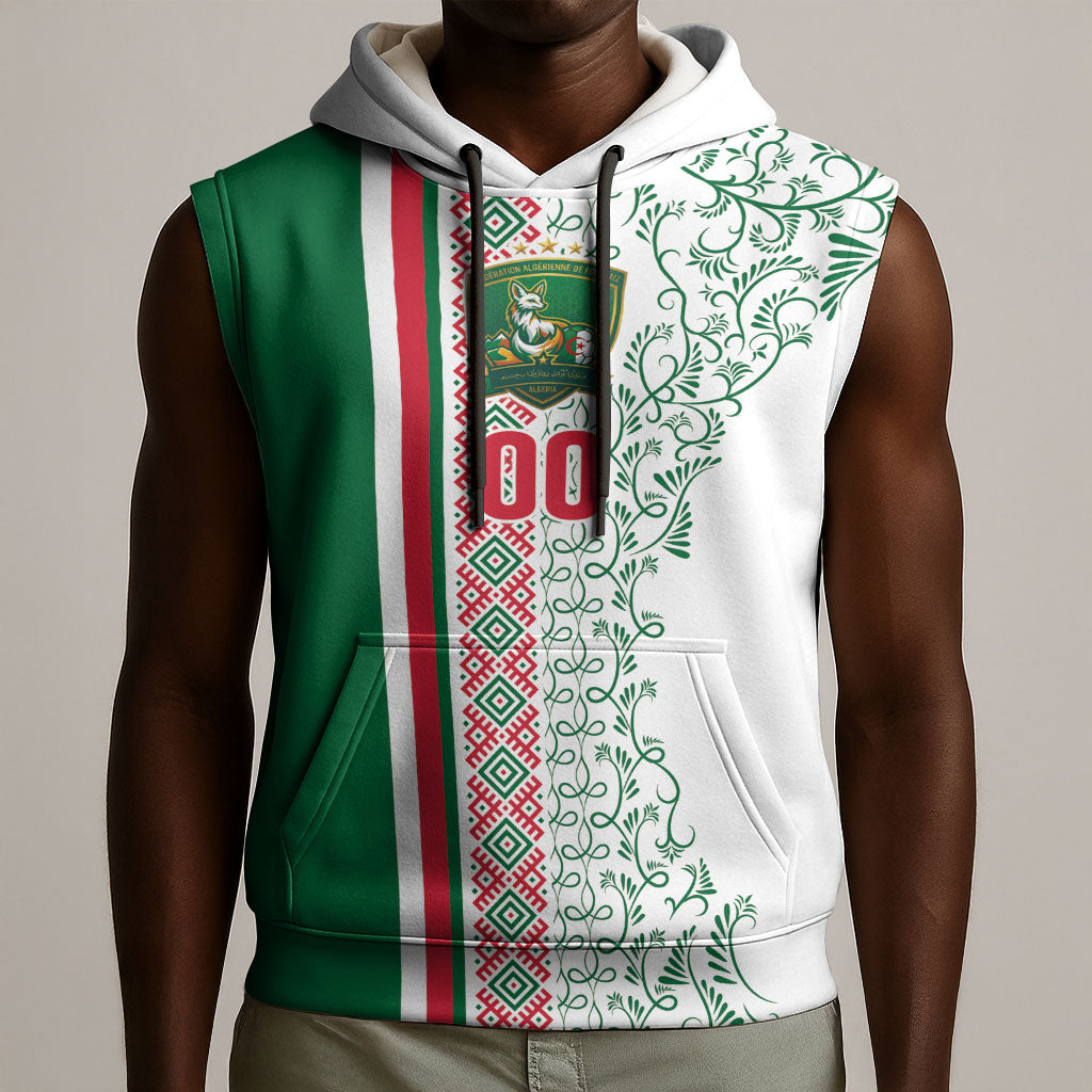 Algeria Tasqa n Umadal Custom Sleeveless Hoodie Amazigh Desert Pattern Edition