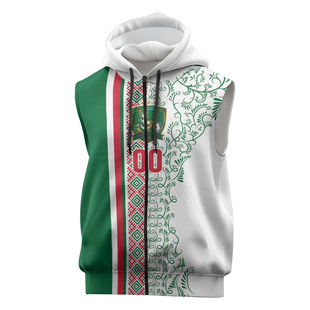 Algeria Tasqa n Umadal Custom Sleeveless Zip Hoodie Amazigh Desert Pattern Edition