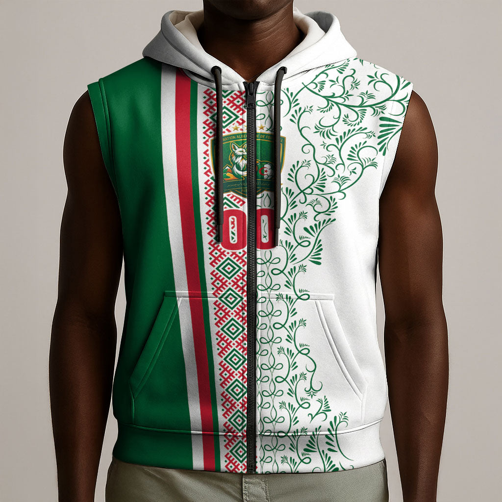 Algeria Tasqa n Umadal Custom Sleeveless Zip Hoodie Amazigh Desert Pattern Edition
