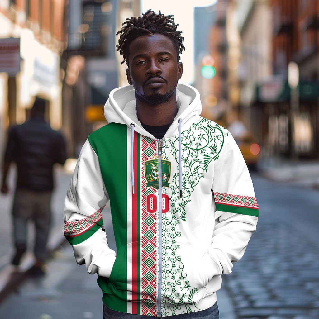 Algeria Tasqa n Umadal Custom Zip Hoodie Amazigh Desert Pattern Edition
